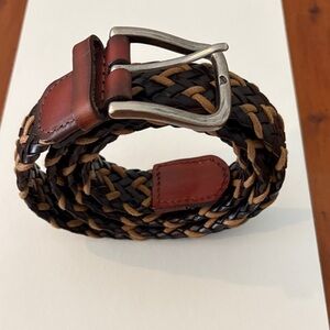 Men's Braided Leather Belt - Brown and Black